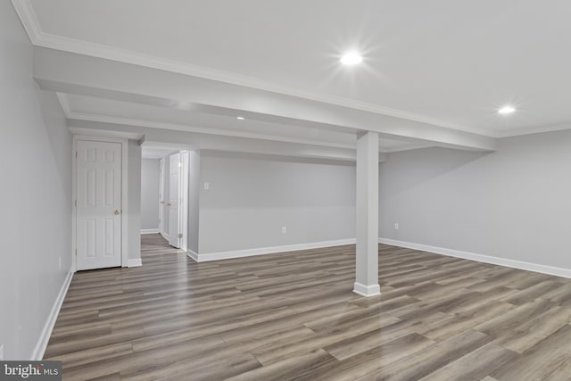 9518 Unity Ln, Lorton, VA 22079 - finished basement with recessed lighting, wood finished floors, and crown molding
