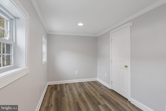 9518 Unity Ln, Lorton, VA 22079 - empty room featuring dark wood-type flooring, ornamental molding, and recessed lighting