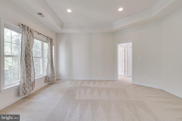 10002 Courthouse Rd, Vienna, VA 22181 - spare room featuring ornamental molding, a tray ceiling, carpet floors, and recessed lighting