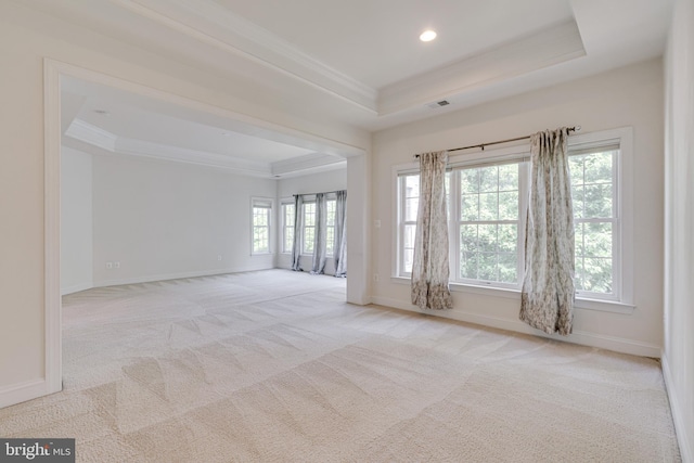 10002 Courthouse Rd, Vienna, VA 22181 - spare room with a raised ceiling, crown molding, carpet floors, and recessed lighting