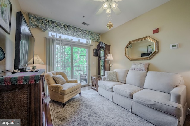 1000 Fountanview Cir, Newark, DE 19713 - living room featuring a ceiling fan and wood finished floors