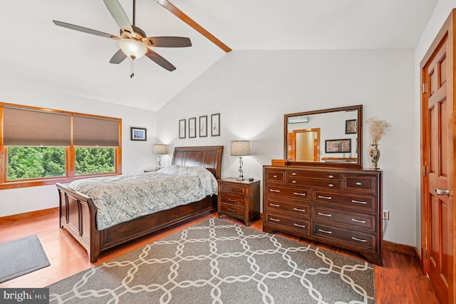 1802 Disney Estates Cir, Severn, MD 21144 - bedroom featuring lofted ceiling, wood finished floors, and a ceiling fan