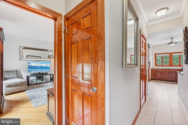 1802 Disney Estates Cir, Severn, MD 21144 - hall featuring crown molding and baseboards