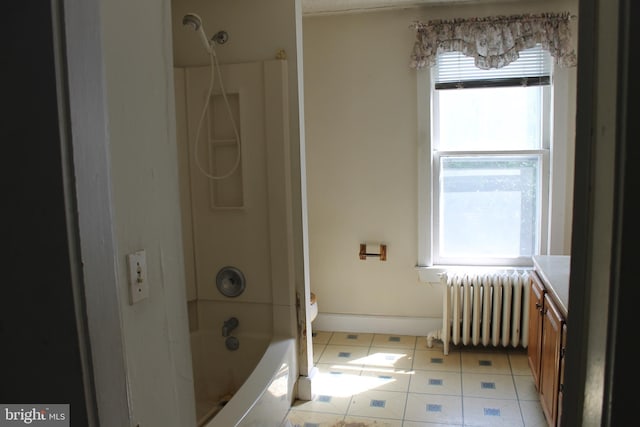 1628 River Rd, Upper Black Eddy, PA 18972 - bathroom featuring radiator heating unit, tile patterned floors, and tub / shower combination