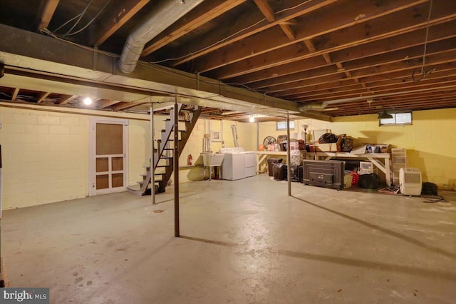 30 N Dwight St, Reading, PA 19609 - basement with independent washer and dryer and stairway