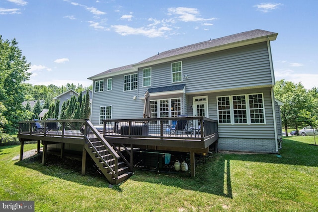 1413 Triton Ct, Edgewater, MD 21037 - back of property featuring a wooden deck and a yard