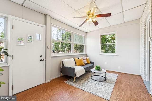 1818 Newton St NE, Washington, DC 20018 - living area with wood finished floors, ceiling fan, and a paneled ceiling