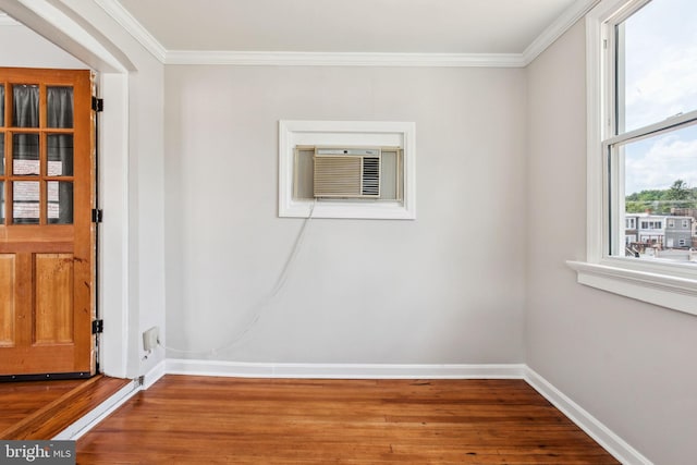 1818 Newton St NE, Washington, DC 20018 - foyer featuring crown molding, wood finished floors, and a wall mounted air conditioner