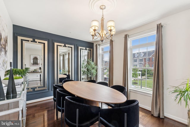 5445 Stream Bank Ln, Greenbelt, MD 20770 - dining room featuring a chandelier and dark wood-style flooring