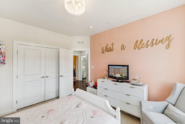 5445 Stream Bank Ln, Greenbelt, MD 20770 - bedroom with a chandelier and a closet