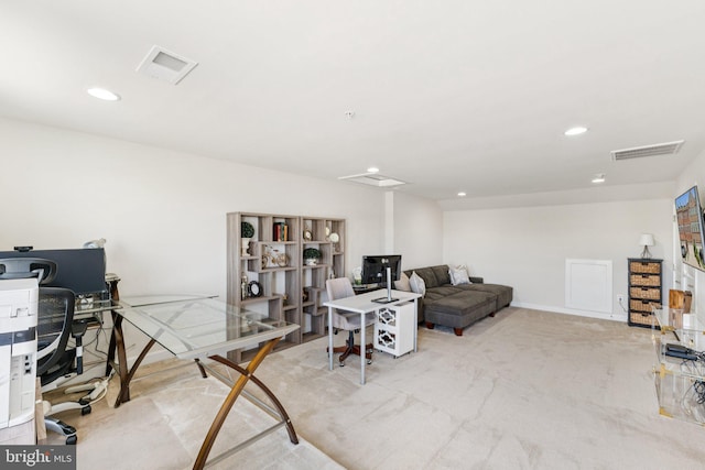 5445 Stream Bank Ln, Greenbelt, MD 20770 - living area featuring an office area, carpet floors, and recessed lighting