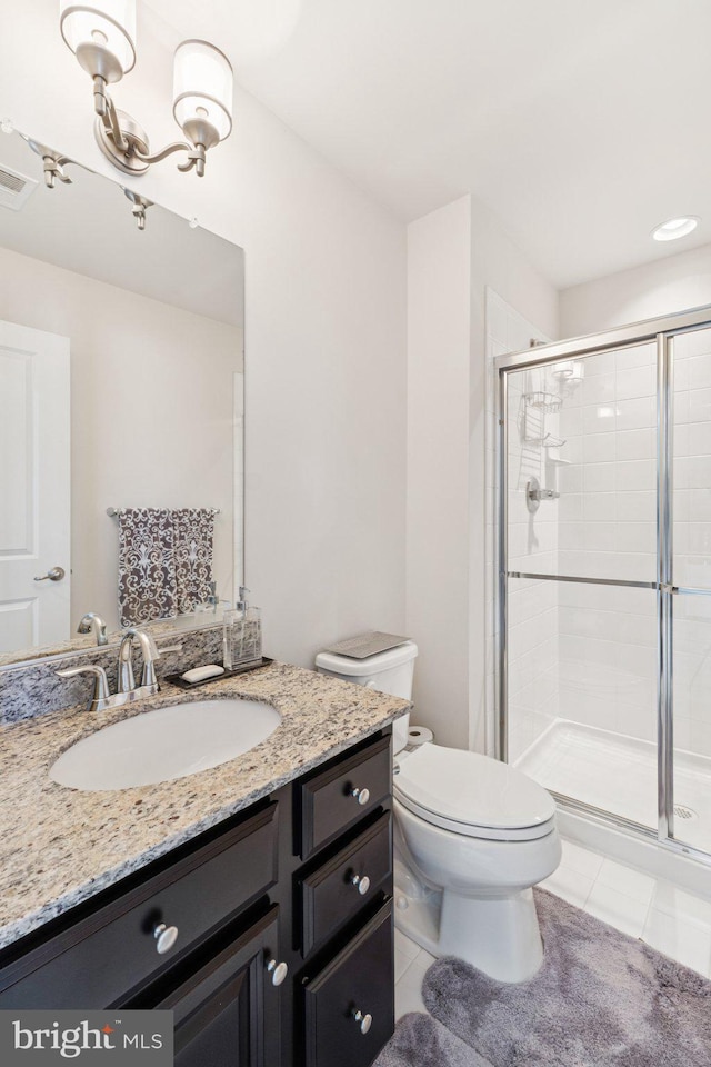 5445 Stream Bank Ln, Greenbelt, MD 20770 - bathroom with vanity, a shower stall, and tile patterned floors