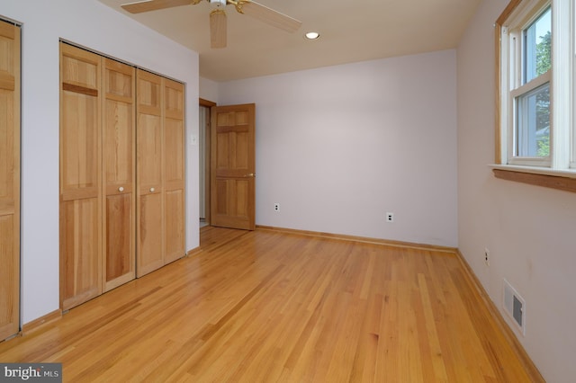 26 Rose Ln, Cherry Hill, NJ 08002 - unfurnished bedroom with light wood-style flooring, recessed lighting, multiple windows, and ceiling fan