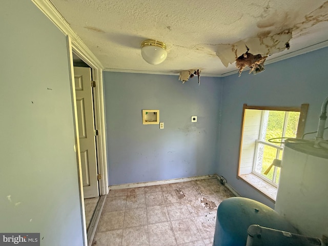 505 Battlefield Ft, Defiance, VA 24437 - empty room with ornamental molding, a textured ceiling, and water heater