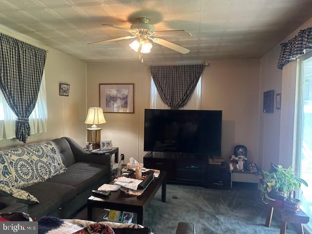 2012 E Main St, Douglassville, PA 19518 - carpeted living room with a ceiling fan