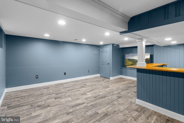 4 Haslet Way, Wilmington, DE 19807 - finished below grade area featuring bar area, wood finished floors, crown molding, and recessed lighting