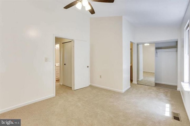 15246 Streamside Ct, Dumfries, VA 22025 - unfurnished bedroom with carpet floors, a closet, ceiling fan, and lofted ceiling
