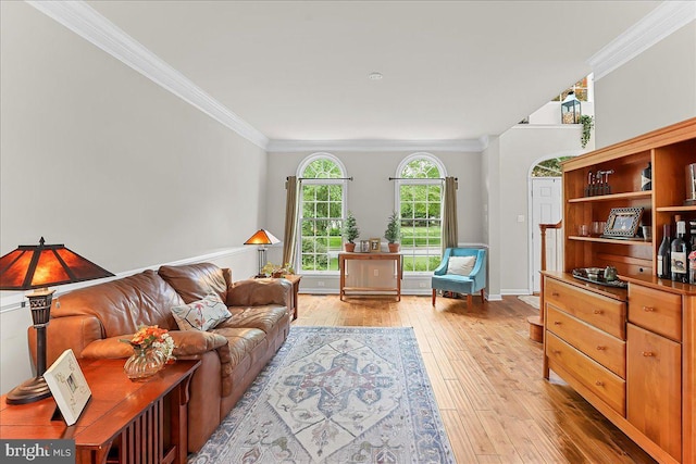 4 William Howard Dr, Glen Mills, PA 19342 - living area with light wood-style flooring and crown molding