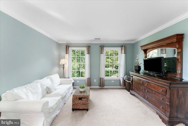 4 William Howard Dr, Glen Mills, PA 19342 - living area featuring light carpet and ornamental molding