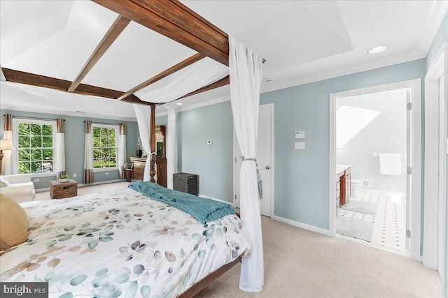 4 William Howard Dr, Glen Mills, PA 19342 - bedroom with carpet flooring, ornamental molding, recessed lighting, and connected bathroom