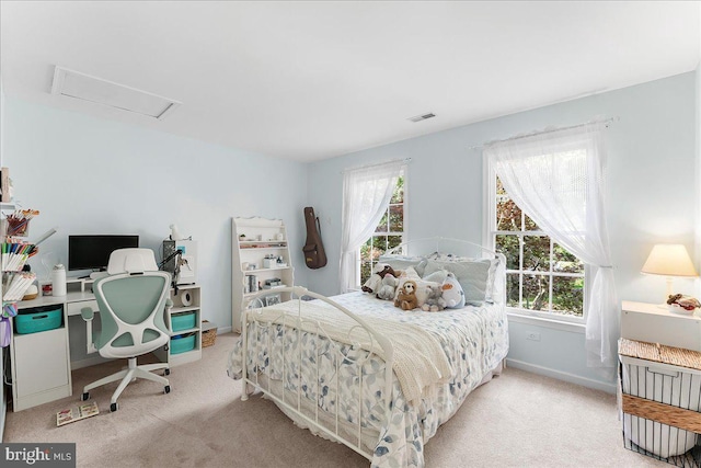 4 William Howard Dr, Glen Mills, PA 19342 - bedroom with light colored carpet, attic access, and a desk