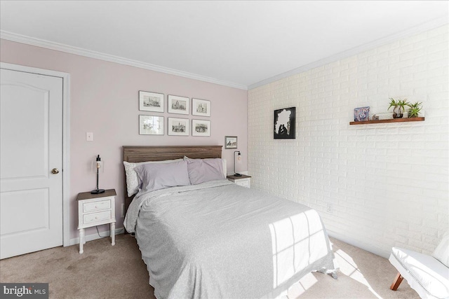 4 William Howard Dr, Glen Mills, PA 19342 - bedroom featuring carpet flooring, ornamental molding, and brick wall