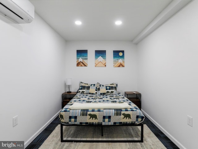 13 Mountainside Dr, Berkeley Springs, WV 25411 - bedroom featuring a wall mounted AC, recessed lighting, and wood finished floors