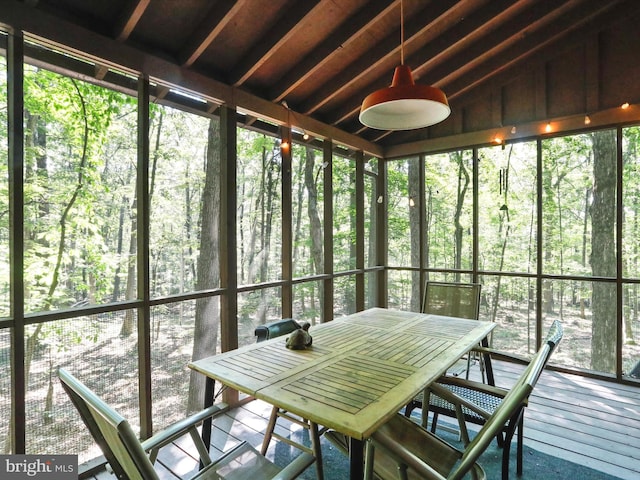 13 Mountainside Dr, Berkeley Springs, WV 25411 - sunroom with ceiling fan, lofted ceiling, and outdoor dining area