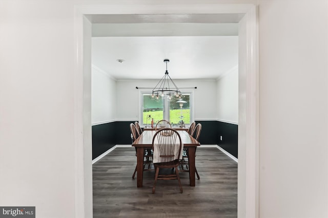 12116 Long Ridge Ln, Bowie, MD 20715 - dining space with crown molding, a chandelier, and wood finished floors