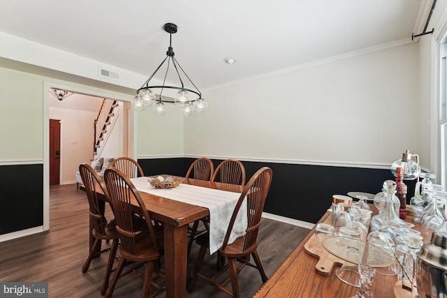 12116 Long Ridge Ln, Bowie, MD 20715 - dining area with stairway, wood finished floors, and crown molding