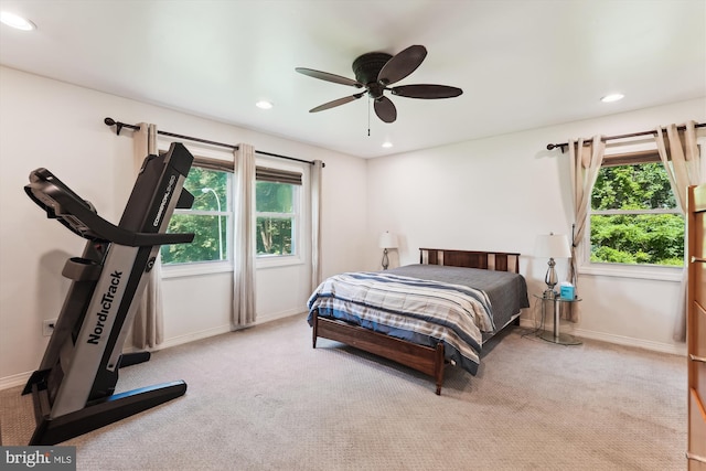 12116 Long Ridge Ln, Bowie, MD 20715 - carpeted bedroom with recessed lighting and ceiling fan