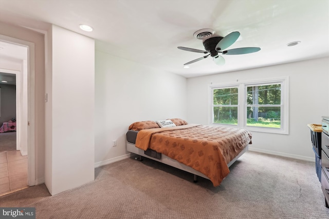 12116 Long Ridge Ln, Bowie, MD 20715 - bedroom with light carpet, recessed lighting, and ceiling fan
