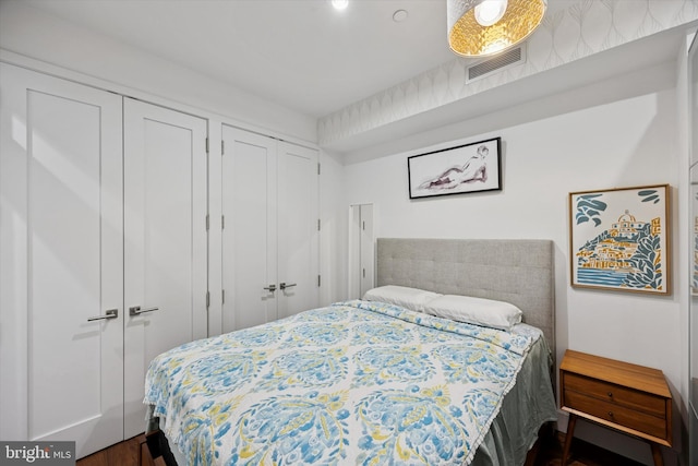 621 S 24th St Unit 204, Philadelphia, PA 19146 - bedroom with multiple closets and dark wood-type flooring