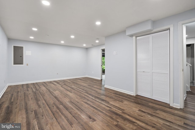 14057 Broadview Ln, Culpeper, VA 22701 - unfurnished living room with electric panel, recessed lighting, and dark wood finished floors