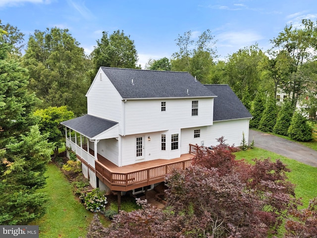 14057 Broadview Ln, Culpeper, VA 22701 - back of house featuring roof with shingles and a wooden deck