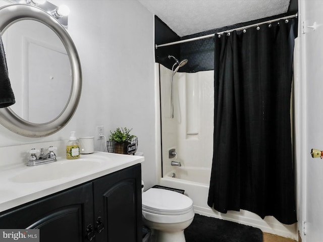 674 Harrison Ave, Berkeley Springs, WV 25411 - full bathroom featuring vanity, shower / tub combo with curtain, and a textured ceiling