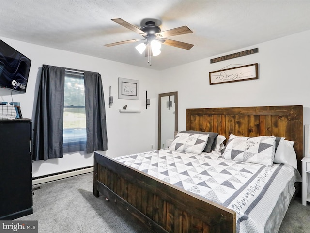 674 Harrison Ave, Berkeley Springs, WV 25411 - bedroom featuring a baseboard radiator, carpet floors, and ceiling fan