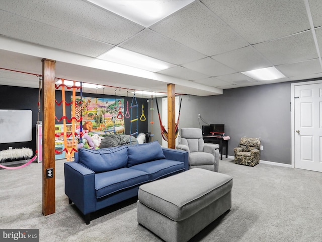 674 Harrison Ave, Berkeley Springs, WV 25411 - living room featuring carpet floors and a drop ceiling