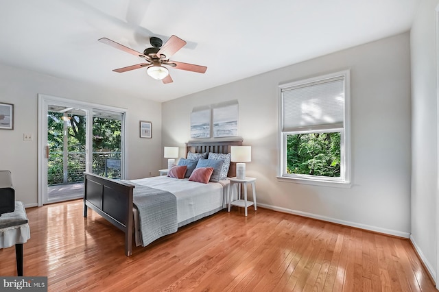 4119 Waterview Dr, Edgewater, MD 21037 - bedroom with light wood-style floors, access to outside, and a ceiling fan