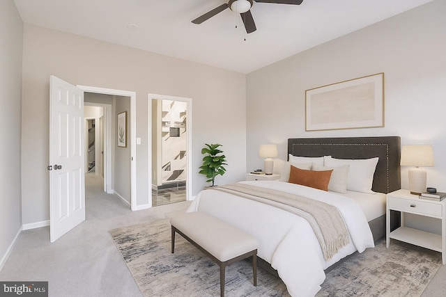 429 N Lakewood Ave, Baltimore, MD 21224 - carpeted bedroom with a ceiling fan and ensuite bathroom