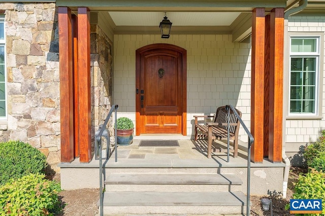 3525 Rocks Mill Ln, Charlottesville, VA 22903 - entrance to property with stone siding and covered porch
