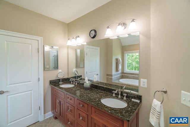 3525 Rocks Mill Ln, Charlottesville, VA 22903 - bathroom featuring double vanity, a bath, and tile patterned flooring