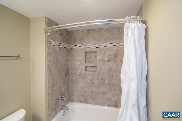 3525 Rocks Mill Ln, Charlottesville, VA 22903 - bathroom with shower / bath combo with shower curtain and toilet