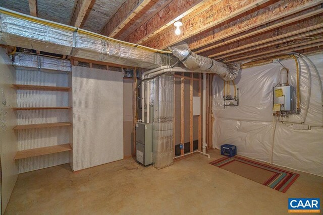 3525 Rocks Mill Ln, Charlottesville, VA 22903 - unfinished basement featuring electric panel and heating unit