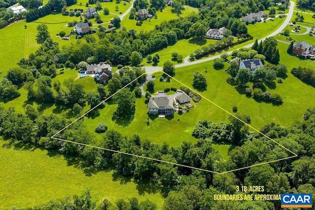 3525 Rocks Mill Ln, Charlottesville, VA 22903 - overview of rural landscape featuring property parcel outlined