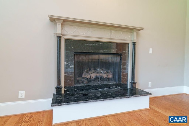 3525 Rocks Mill Ln, Charlottesville, VA 22903 - detailed view of wood finished floors and a fireplace with raised hearth