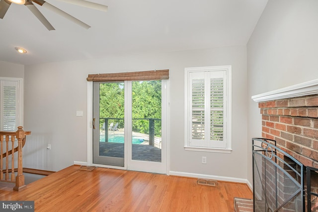9016 Greylock St, Alexandria, VA 22308 - unfurnished living room with wood finished floors and ceiling fan