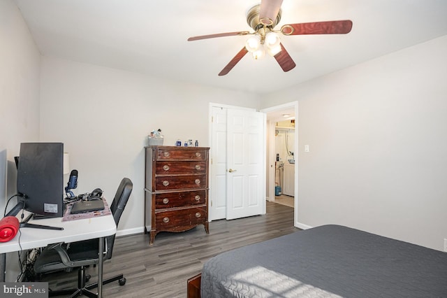 9016 Greylock St, Alexandria, VA 22308 - bedroom with wood finished floors, an office area, and ceiling fan