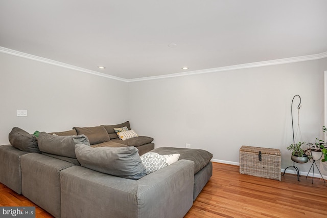 9016 Greylock St, Alexandria, VA 22308 - living area with ornamental molding, light wood-style flooring, and recessed lighting