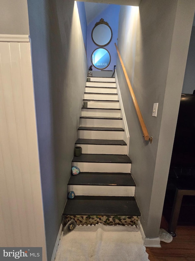 214 Dennison St, Colonial Beach, VA 22443 - stairs featuring wood finished floors and baseboards